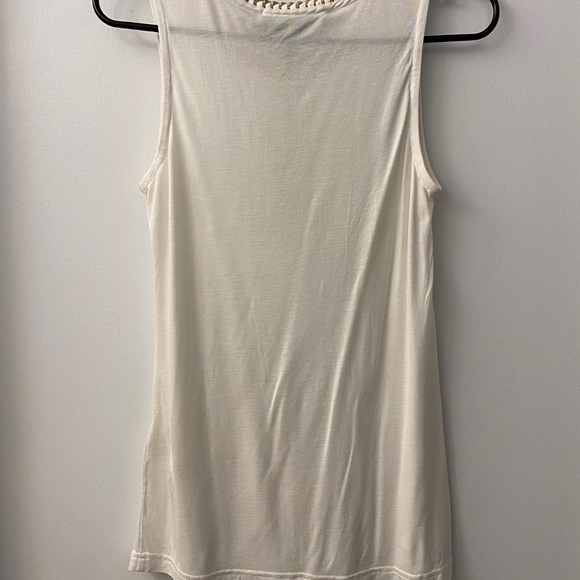 Sam Edelman Top Womens Small Beige Sleeveless Gold Chain Detail Blouse Shirt - Picture 6 of 12